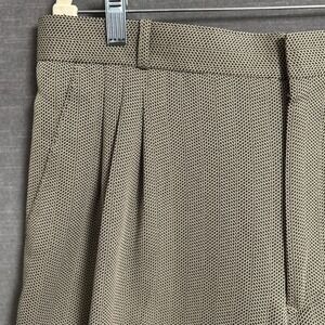 Vintage J Vital Pants 35x27.5 Tan Check Herringbone Triple Pleated Trousers 90s